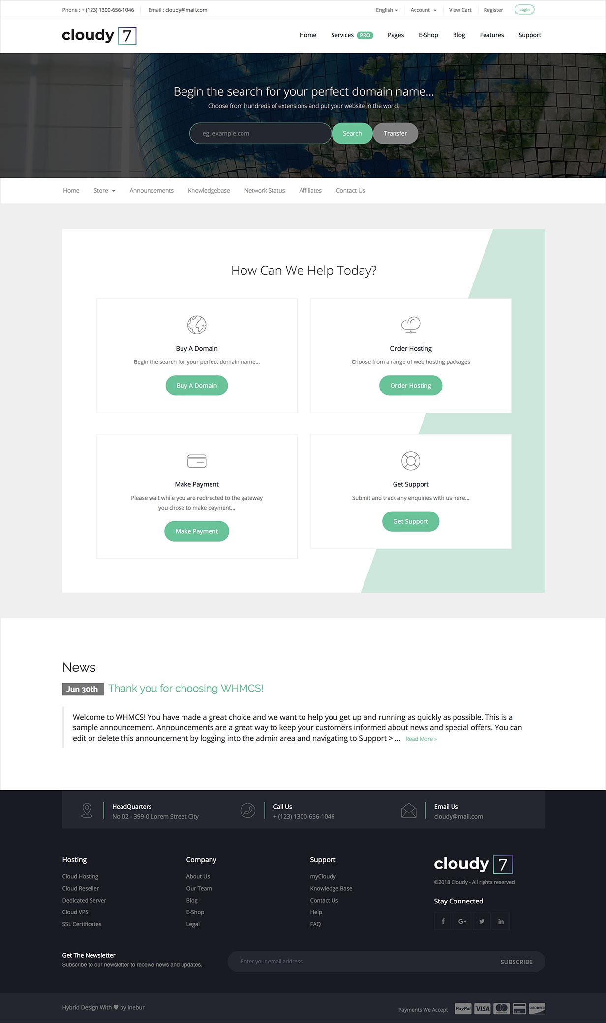 whmcs template - Cloudy 7 - Hosting Service & WHMCS Template